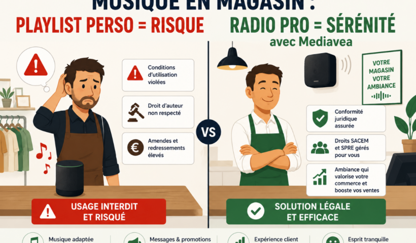 Musique en magasin légale ? Spotify, Deezer, Apple Music ne le sont pas !